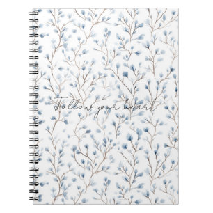 Caderno Espiral Lindas Flores Brancas Azuis