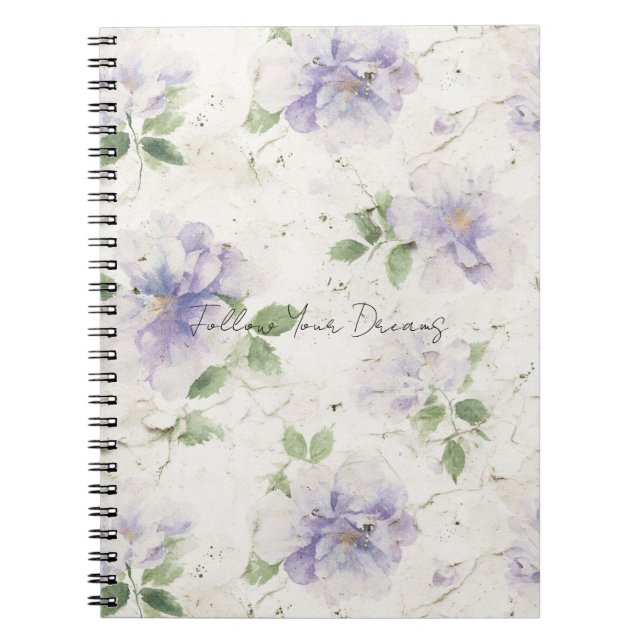 Caderno Espiral Lindas Flores de Lavanda Roxa (Frente)