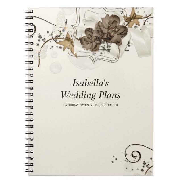 Caderno Espiral Lindas Flores Marrons (Frente)