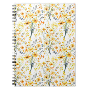Caderno Espiral Lindas flores silvestres amarelas da primavera
