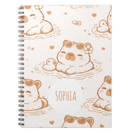 Caderno Espiral Lindas Meninas Capivaras da Escola com Nome Person