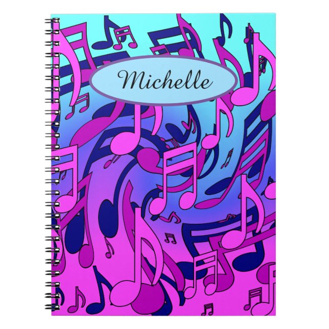 Caderno Espiral Lindas notas musicais Lively Upbeat Arty (Frente)