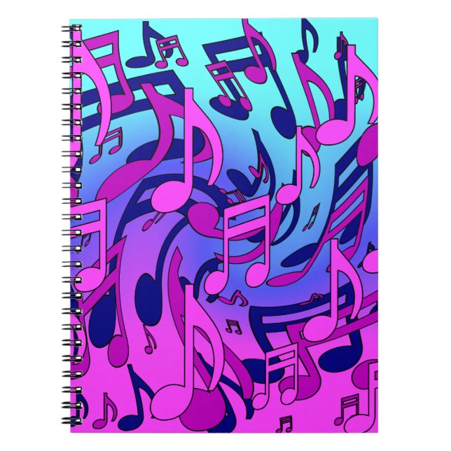 Caderno Espiral Lindas notas musicais Lively Upbeat Arty (Frente)