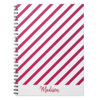 Caderno Espiral Lindas riscas rosa e vermelha