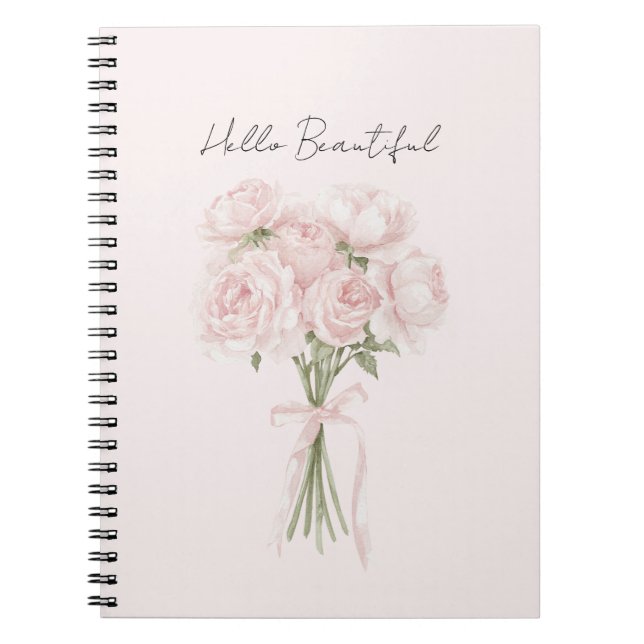 Caderno Espiral Lindas Rosas Cor-de-Rosa Bege   (Frente)