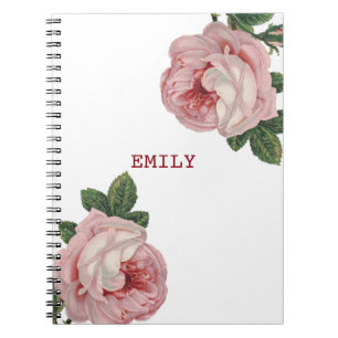 Caderno Espiral Lindas rosas rosa brancas