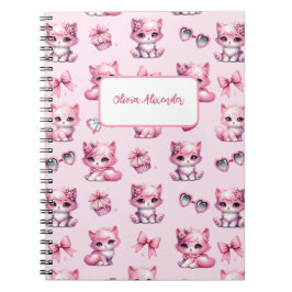 Caderno Espiral Lindo Laço Cor-de-Rosa Coquete Estética menina esp