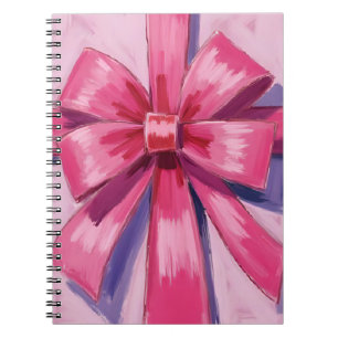 Caderno Espiral Lindo Laço de Fita Rosa Aquarela