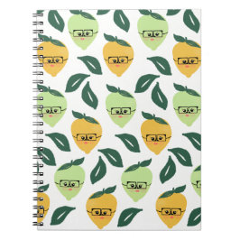 Caderno Espiral Lindo limão citrus desenho animado padrão verde