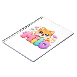 Caderno Espiral Lindo Milo Cachorro Kawaii Nome Pastel Rosa Brilha