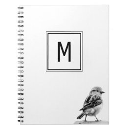 Caderno Espiral Lindo Pássaro Personalizado Com Sua Letra Inicial 
