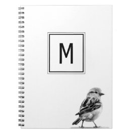 Caderno Espiral Lindo Pássaro Personalizado com Sua Letra Inicial 