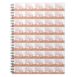 Caderno Espiral Lindo Porco Rosa na Lama Arte Animal Engraçada em 