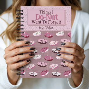 Caderno Espiral Lindo tema de Donut rosa e marrom personalizado