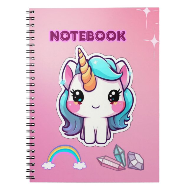 Caderno Espiral Lindo Unicórnio Roxo Fofo (Frente)