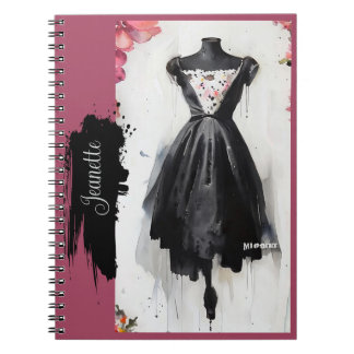 Caderno Espiral Lindo vestido preto e branco vitoriano vintage