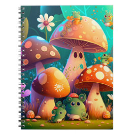 Caderno Espiral Lindos cogumelos fofos para quarto de criança cade
