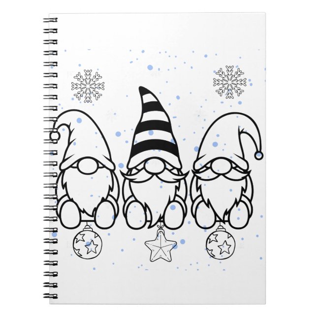 Caderno Espiral  Lindos Gnomos de Natal Design de Feriado.  (Frente)