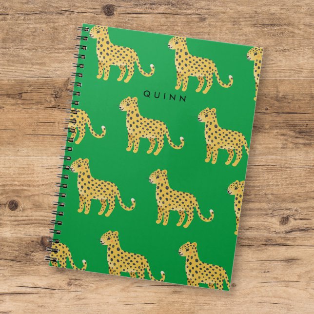 Caderno Espiral Lindos Leões Marinhos Leopardo Verde c/ Nome (Criador carregado)