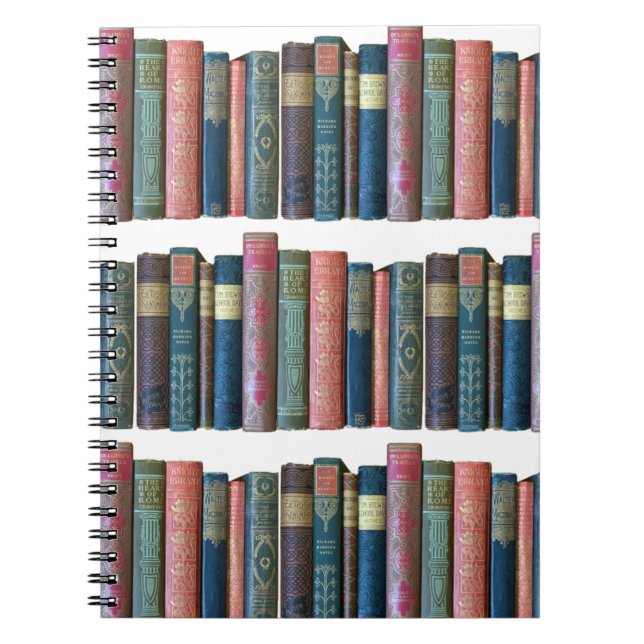 Caderno Espiral Lindos livros antigos e bonitos, espinhos de livro (Frente)