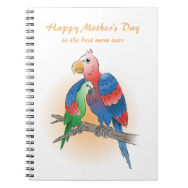Caderno Espiral Lindos Papagaios Feliz Dia das Mães