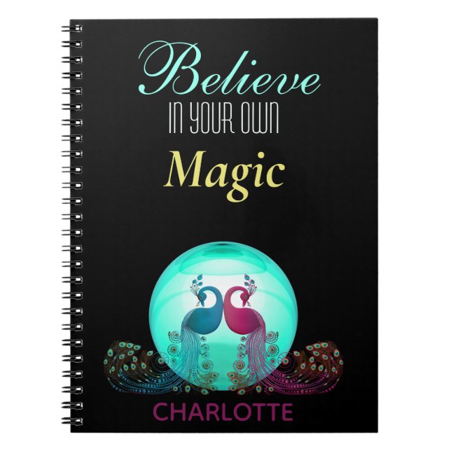 Caderno Espiral Lindos Peacocks Personalizados Inspirativos (Frente)