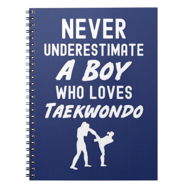 Caderno Espiral Lindos Presentes de Taekwondo Azul Marinho para Be (Frente)