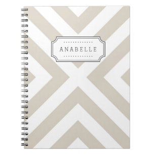 Caderno Espiral Linen Beige Mod X Chevron Monograma