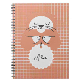 Caderno Espiral Linha de grade personalizada marrom gato fofo