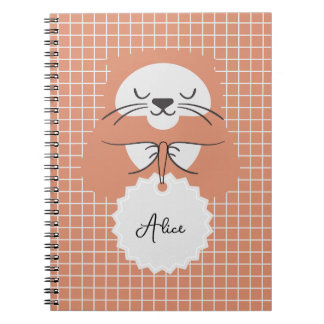 Caderno Espiral Linha de grade personalizada marrom gato fofo