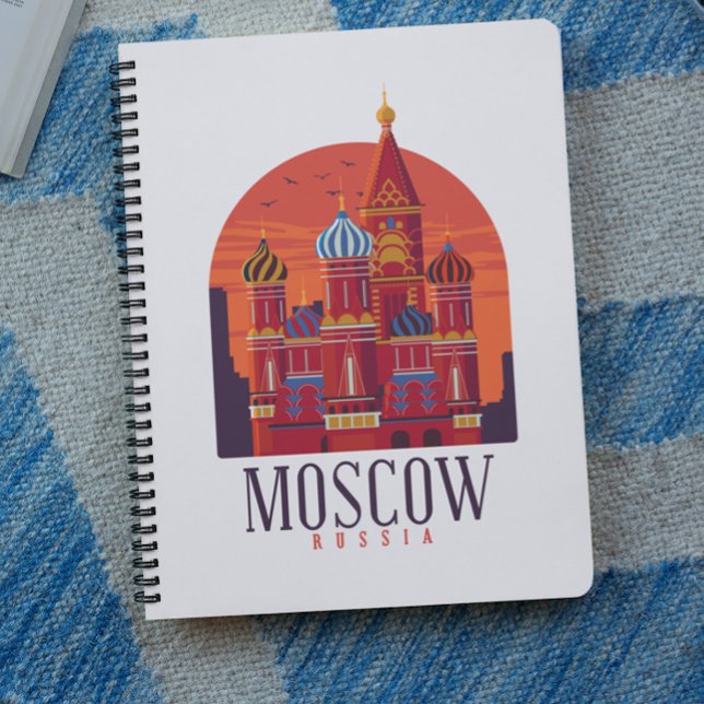 Caderno Espiral Linha do Skyline do Kremlin na Rússia de Moscou (moscow russia cityscape travel notebook)