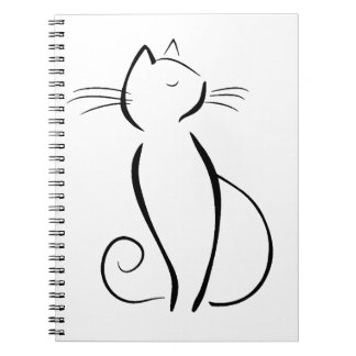 Caderno Espiral Linha gato preto tirado