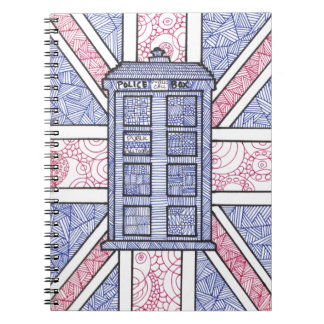 Caderno Espiral Linha ilustrada arte de Union Jack da caixa de