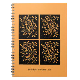 Caderno Espiral Linha Jardim à Meia-Noite Dourado Âmbar
