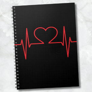 Caderno Espiral Linha vermelha do batimento cardíaco