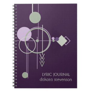Caderno Espiral Linhagem tatuagem Monograma verde roxo boêmico