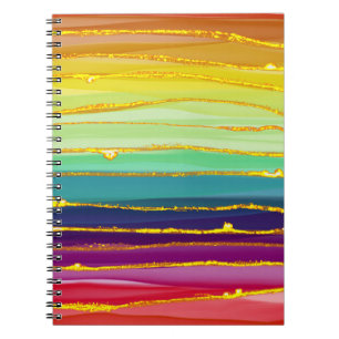 Caderno Espiral Linhas arco-íris: composição de luxo abstrato.