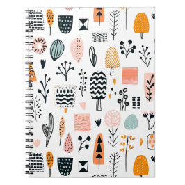 Caderno Espiral Linhas de Abstrato Bonito, Desenhar de Mão Engraça