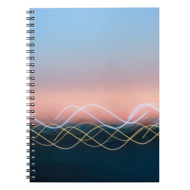 Caderno Espiral Linhas de curva brancas e amarelas (Frente)