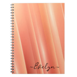 Caderno Espiral Linhas dinâmicas de gradiente laranja Nome Elegant