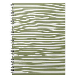 Caderno Espiral Linhas horizontais abstratas_branco sobre verde ol