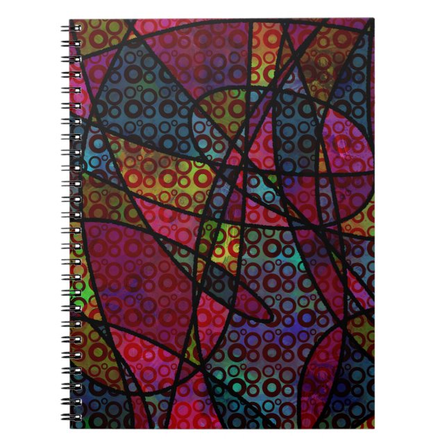 Caderno Espiral Linhas Pretas e Negritas & Texturas Abstratas Mult (Frente)
