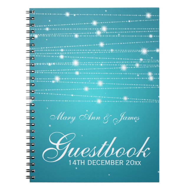 Caderno Espiral Linhas Sparkling turquesa do Guestbook do (Frente)