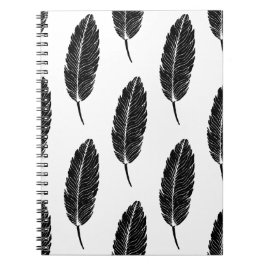 Caderno Espiral Linocut Rustica de Pena Preto e Branco