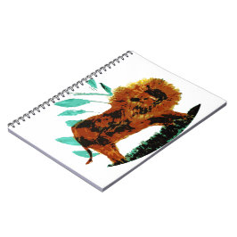 Caderno Espiral Lion Illustration Wild Animal
