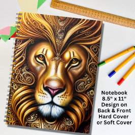Caderno Espiral Lion Ouro Incrivelmente Bonito