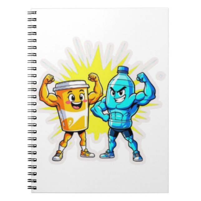 Caderno Espiral Liquid Strength – Funny Juice & Water Muscle Desig (Frente)