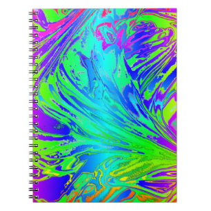 Caderno Espiral Líquido Arco-Íris abstrato de Dispersão