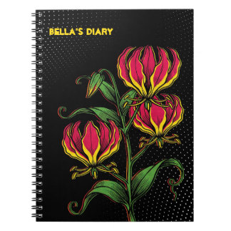 Caderno Espiral Lírio Chama Neon: Gloriosa superba Pop Art