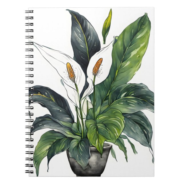 Caderno Espiral Lírio da Paz - Flores de aquarela (Frente)